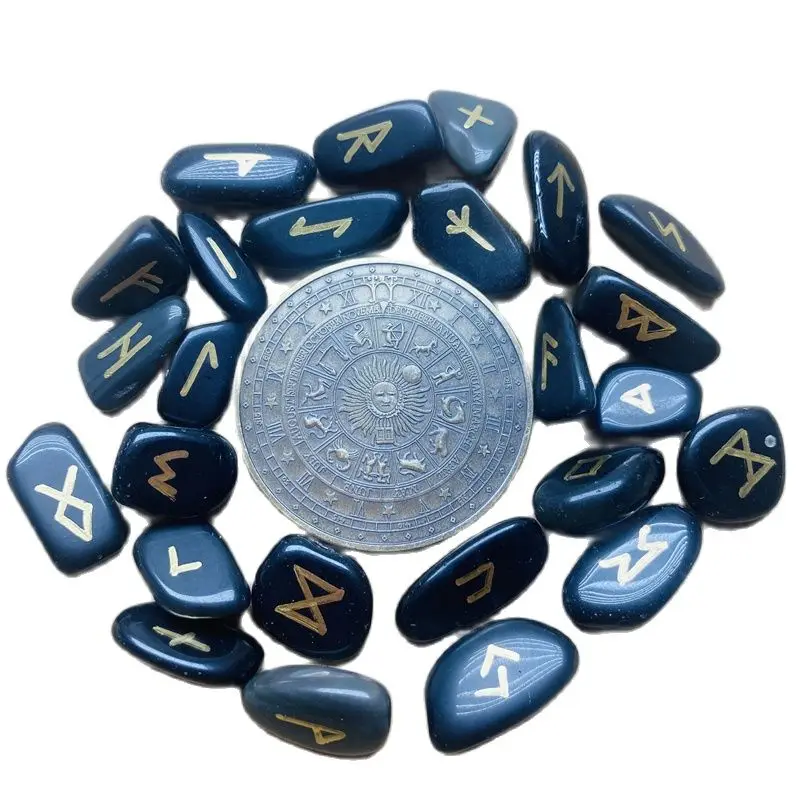 Natural Rune Blacks Stone Irregular Divination Fortune-telling Healing Meditation Gift Collection