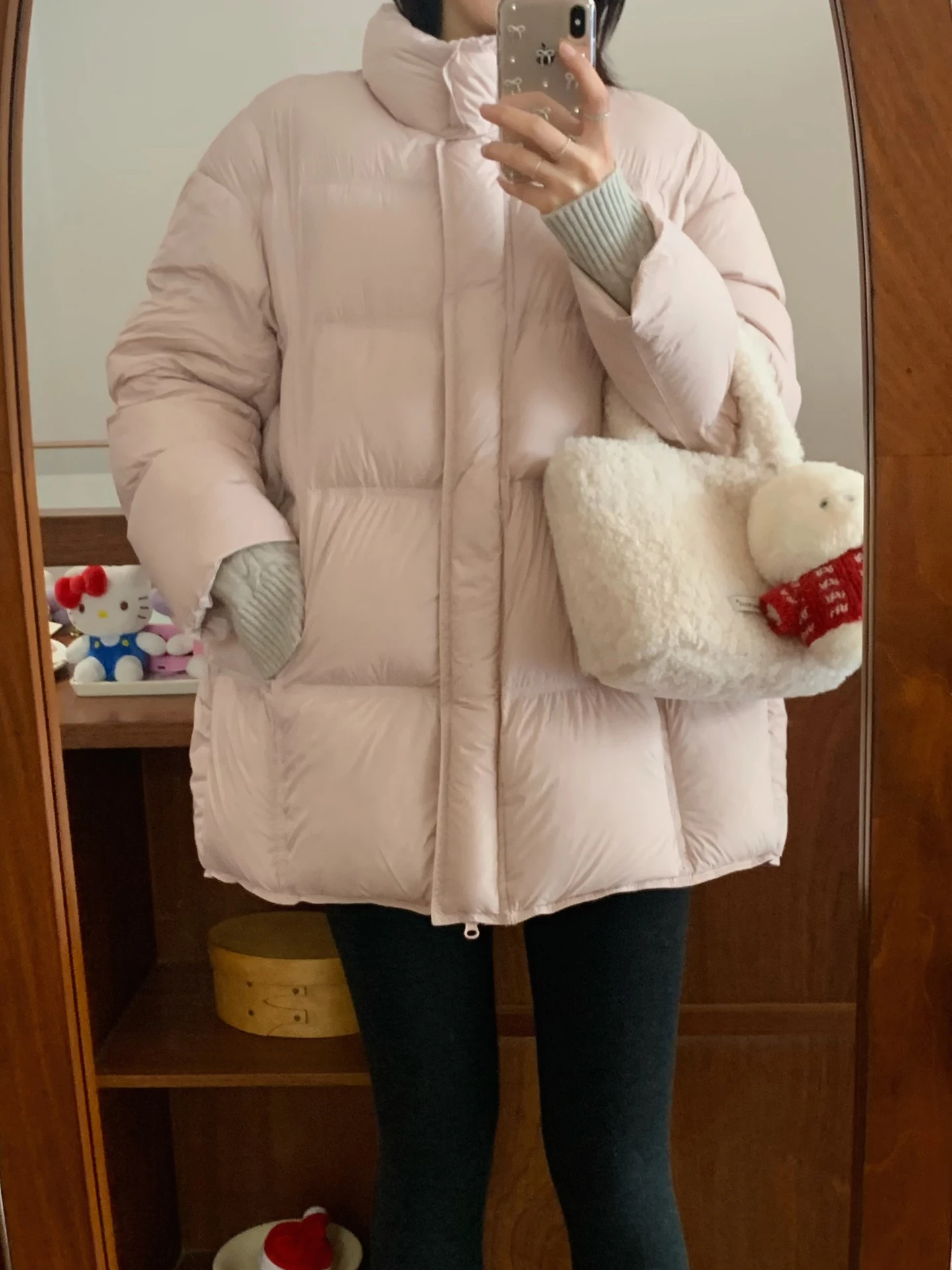 

Winter 2025 Women's Thiened Long Puffer Jaet Bread Sle White Du down Cloud Puff Coat Warm Stand Collar Mid-Length