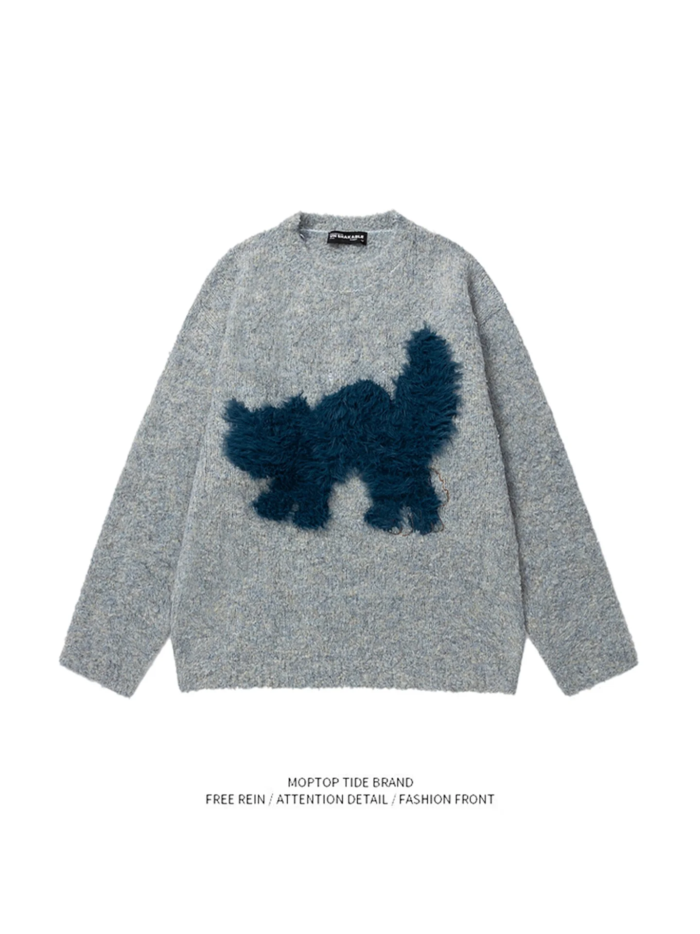 

Американский ретро-свитер из плюшевой пряжи с круглым вырезом, повседневный свободный крой, мужской модный брендовый свитер в стиле кэжуал для пар