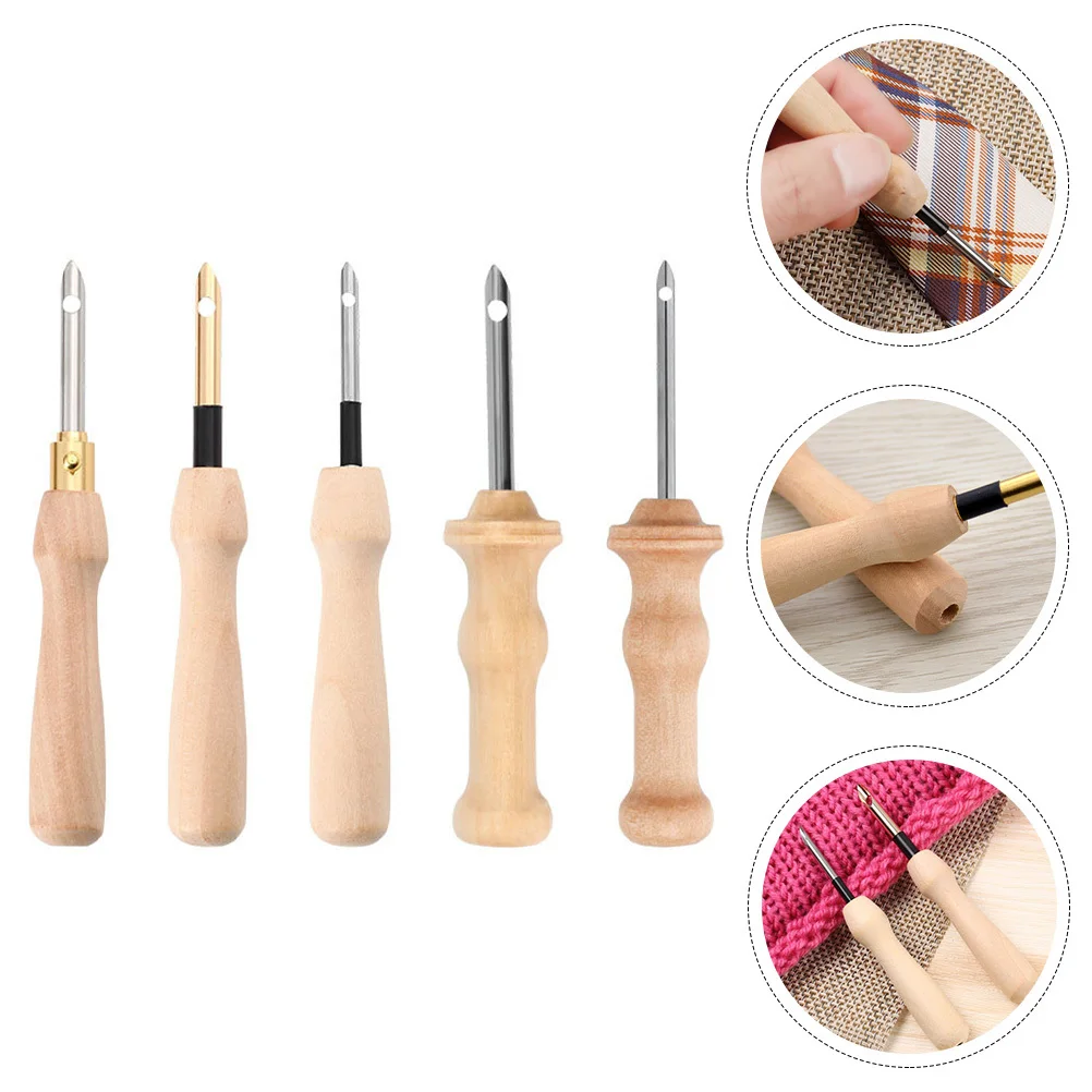 

5Pcs Punch Needle Embroidery Tool Durable Stainless Steel DIY Craft Needles Cross Stitch Supplies for Beginners
