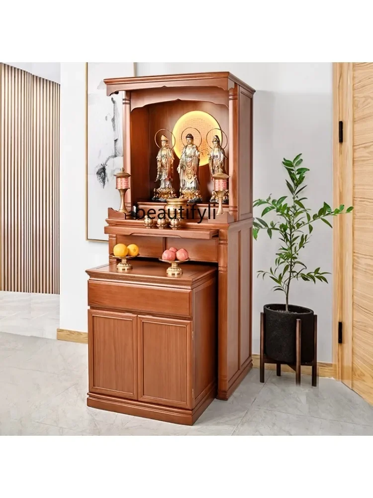 Gold Sandalwood Buddha Cabinet Chinese Clothes Closet Household Modern Light Luxury Small Altar Cabinet