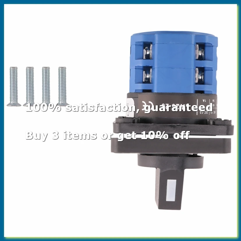 8 Terminals 5 Positions Master Control Rotary Cam Switch 20A Black+Blue-DTA9