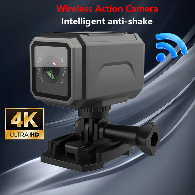 HD 4K Sport Camera Wireless Wi-Fi Outdoor Waterproof Anti-shake Multi-Function Cycling Recorder Action Cam 1.3-inch LCD Screen