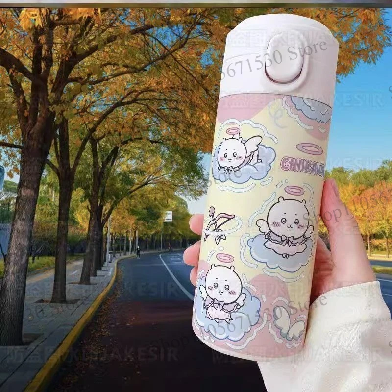 Kawaii Chiikawa Thermos Cup Large Capacity Lightweight Portable Stainless Steel Water Bottle High Appearance Cute Mug Cartoon