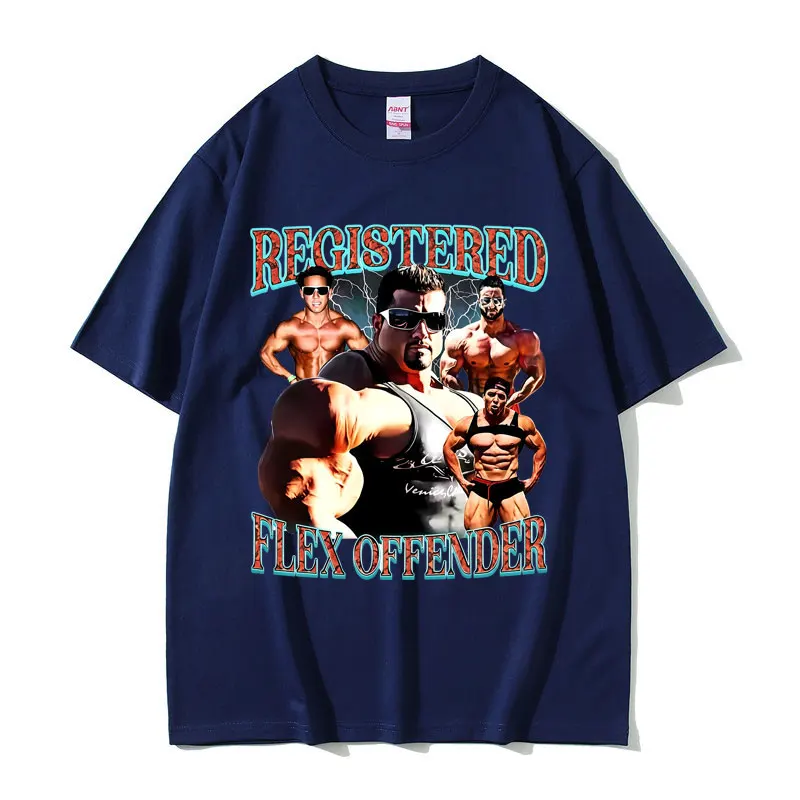Registered Flex Offender Graphic T-shirt Men Casual Oversized Geek Fitness T Shirts Men's Funny Workout Bodybuilding T-shirts