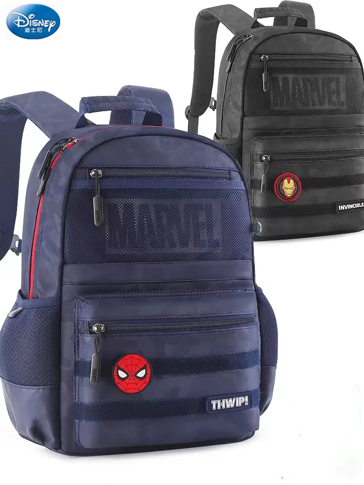 2023 Disney New School Bags For Boys Grade 1-4 Primary Student Shoulder Orthopedic Backpack Spider Man Captain America Mochila