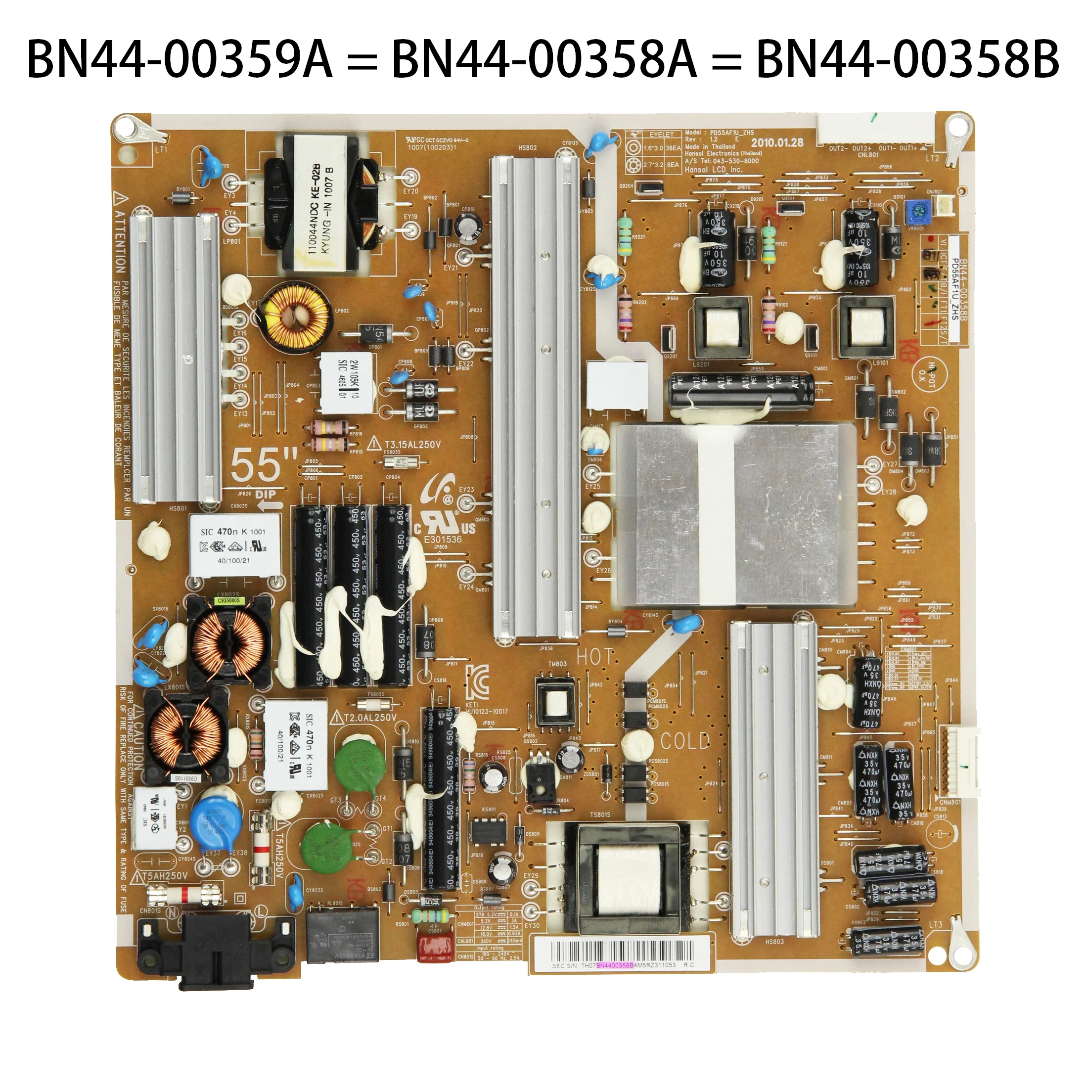 BN44-00359A BN44-00358A BN44-00358B PD55AF1U _ ZHS Power Board convient à UN55C5000QFXZA UN55C6300SFXZA UN55C6400RFXZA UN55C6500VFXZA TV