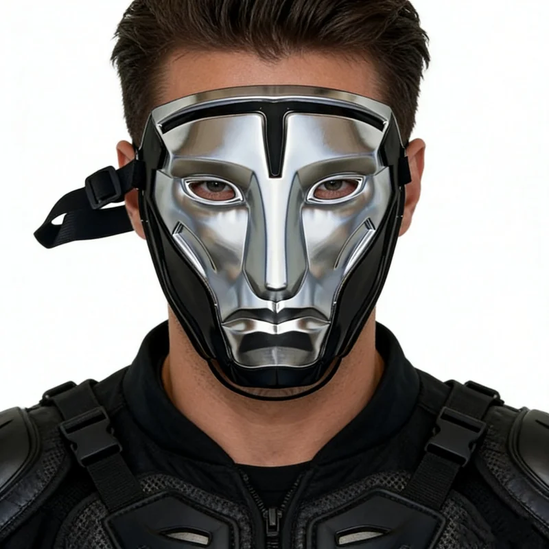 Full Face PVC Mask for Men Motorcycle Cycling CS Game Cosplay Masquerade Mask Carnival Party Cool Stage Dance Mask