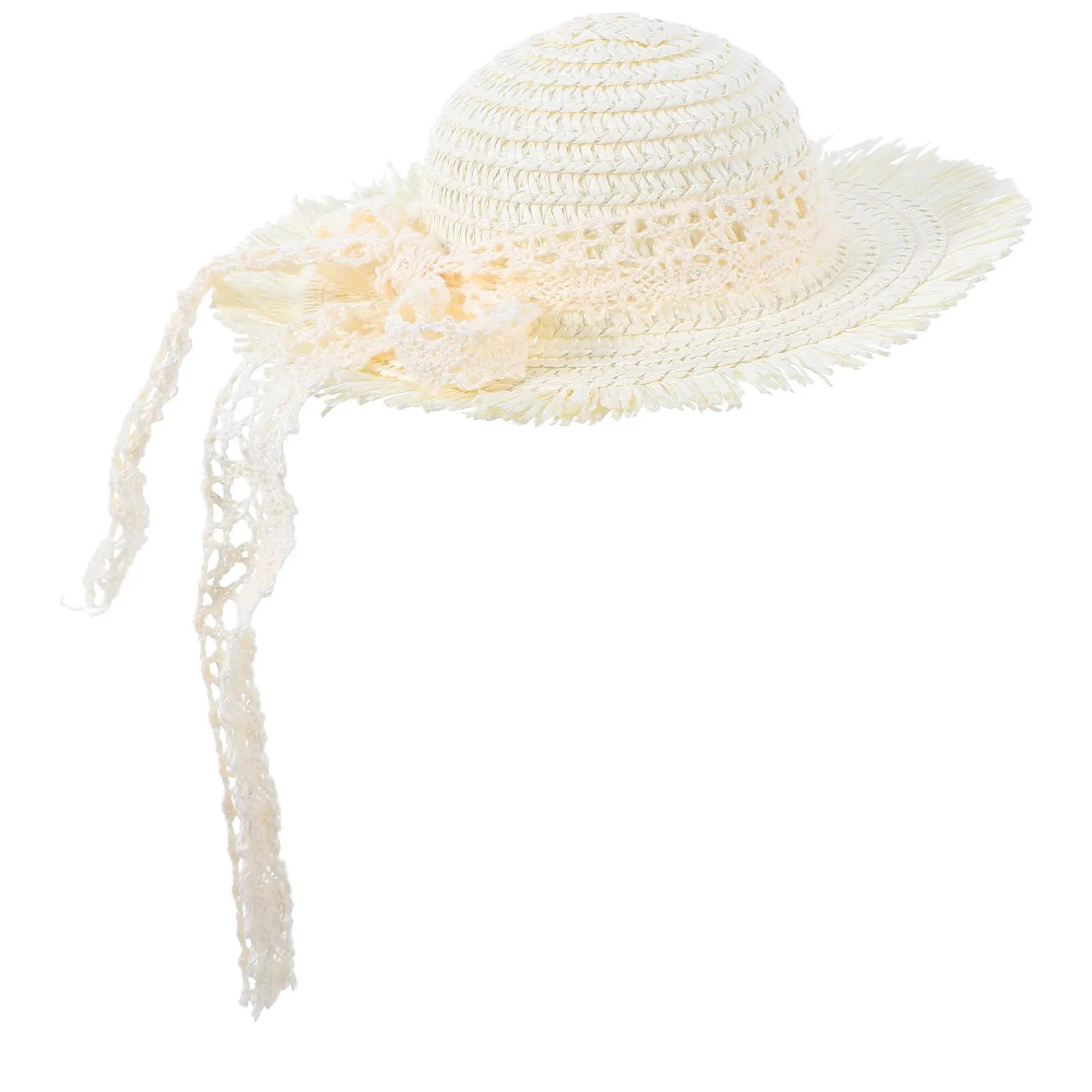 Patchwork Scarecrow Hat Handmade Woven Straw Adjustable Lace Strap Halloween Scarecrow Costume Hat Kids Toddler Girl
