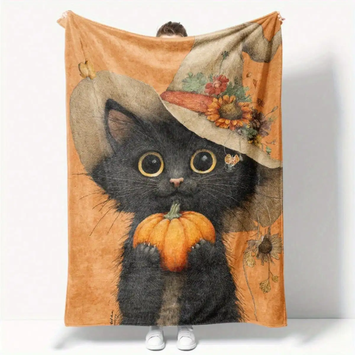 

Цельное одеяло на Хэллоуин - 8 - Легкая фланель - Оранжевый и черный декор на Хэллоуин