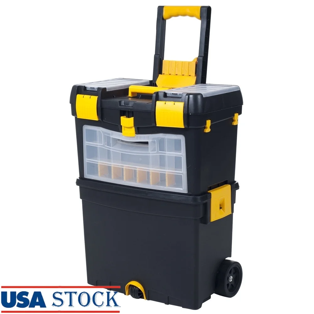 

Heavy Duty Rolling Toolbox Portable Storage Utility Cart Durable Tool Organizer with Wheels Home DIY Crafts Maintenance