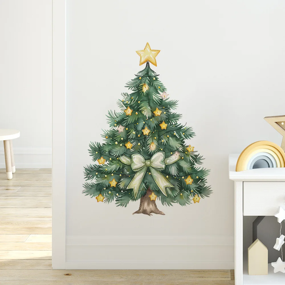 Christmas Tree Decorative Vinyl Wall Sticker For Christmas Decor Wall Decor Adhesive Wallpaper Living Room Decoration Home Decal