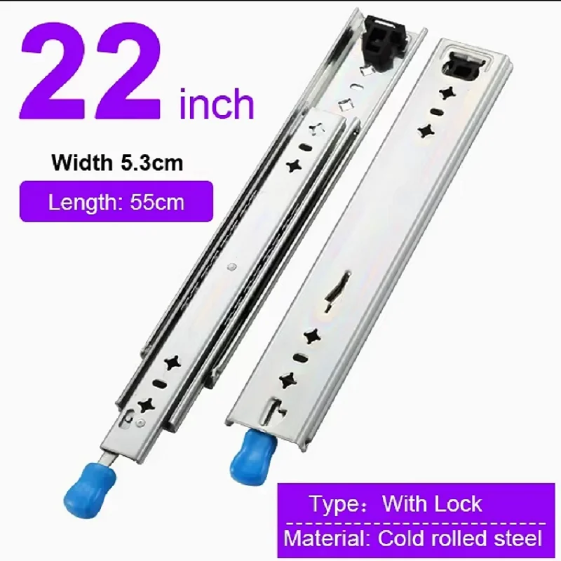 Factory direct sales 22 inch Heavy-Duty Locking Drawer Slides 10-80 Inch Adjustable 250 LB Capacity Full Extension Ball Bearin