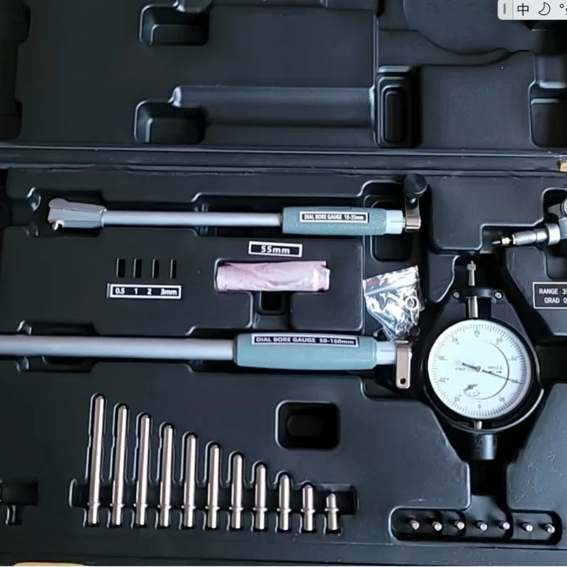 3-pack of metric/imperial inner diameter measuring scale plastic boxes, packaging a tool set within the range of 18-160