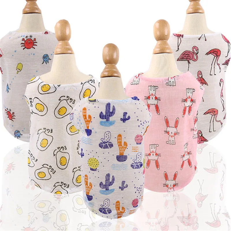 5 Colors Summer Lovely Cartoon Dog Vest Cool and Breathable Sunscreen Clothes for Puppy Chihuahua and Cat Clothing Pet Supplies