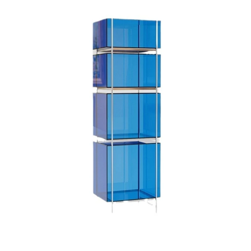 Floor-to-ceiling storage living room display cabinet stainless steel multi-layer small bookcase