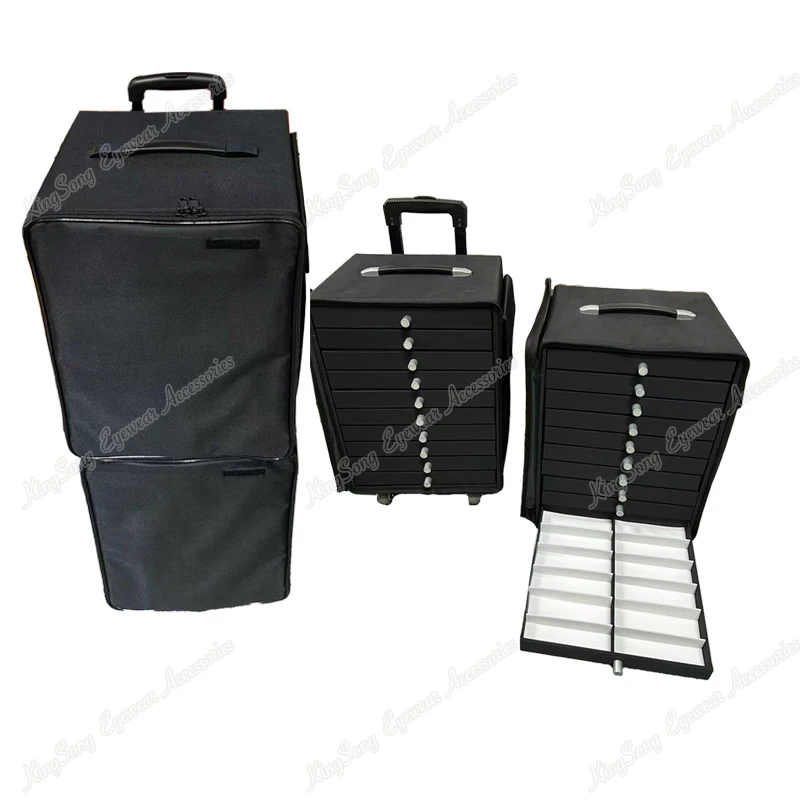 Optical Stackable Sample Duo Bag Travel Suitcase Set for Frames or Sunglasses with Drawers