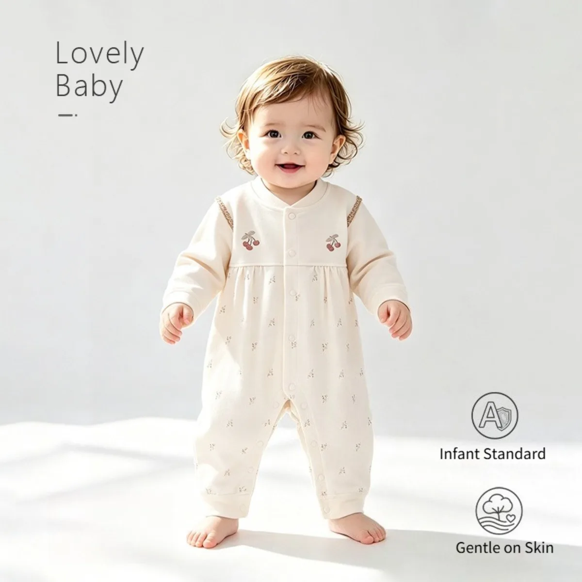 Embroidered Baby Romper Soft Cotton Front Snaps Onesie Breathable Long Sleeve Newborn Infant Jumpsuit Unisx Spring Autumn 0-18M