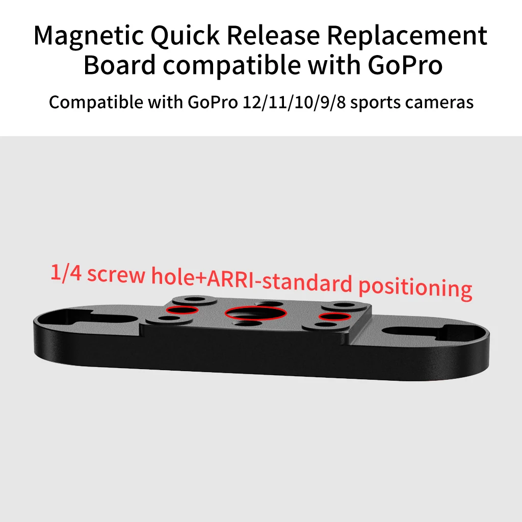 Schnellverschluss-Basisklemme mit M5-Rändelschraube für GoPro Hero 13 12 11 10, Ersatzhalterung, N52-Magnet, rutschfest, 1/4 Zoll Stativadapter – Detail 3