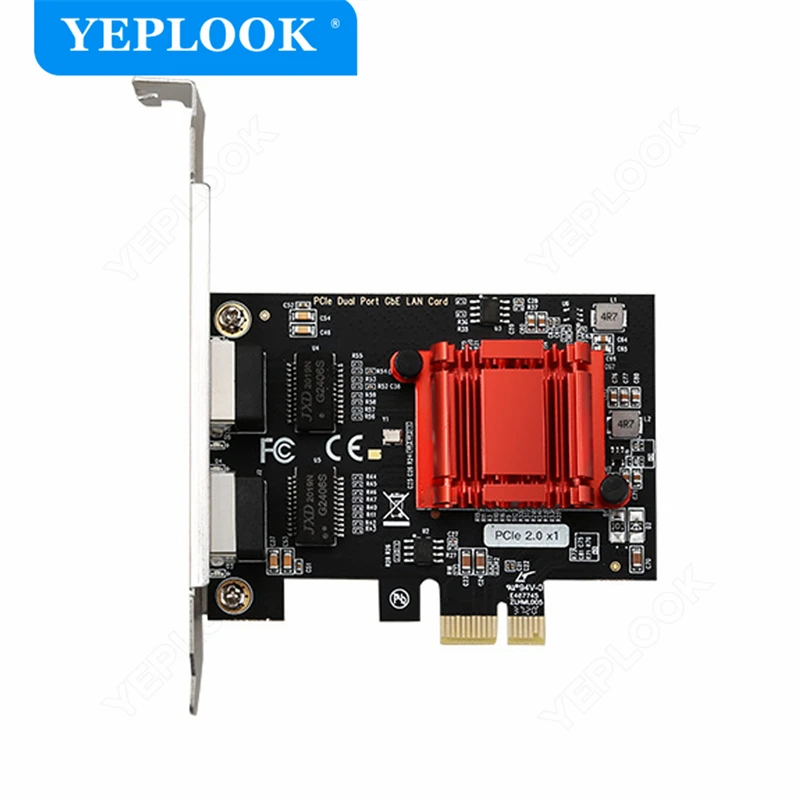 PCIe x1 Dual RJ45 10/100/1000Mbps Gigabit Network Card Ethernet Lan Adapter for Intel 82575/82576 Chipset for PC Desktop Server