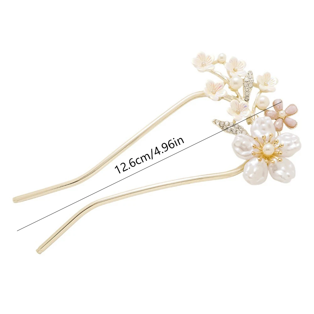 1 Stück exquisite modische Haarnadel, weibliches Haaraccessoire, U-förmiger, feststehender, eingelegter Kamm, Haarnadel im antiken Stil, Blumen-Kopfschmuck – Detail 6