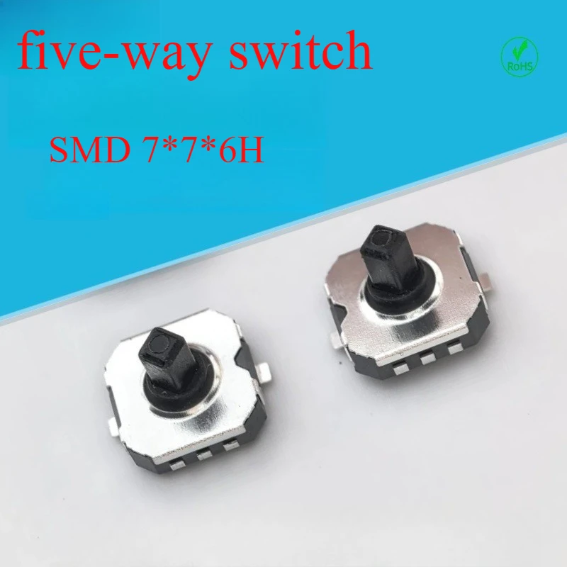 10Pcs/Lot Multifunctional Five-way Button Switch 7*7*5mm 6H Small Rocker Button Push Rod SMD 6 Foot