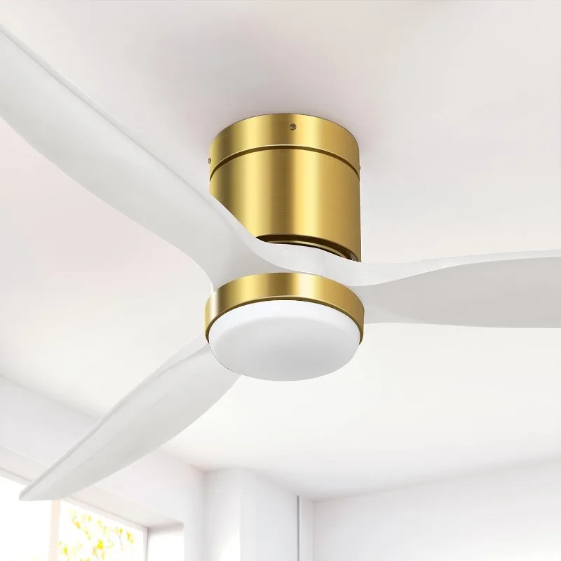 YITAHOME ventilatore da soffitto a basso profilo da 52 pollici con luce, 3 pale del ventilatore in legno, ventola a incasso con telecomando reversibile reversibile silenzioso