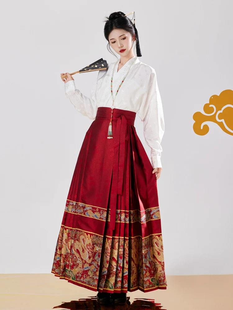 new-original-floral-woven-gold-tailed-skirt-women's-hanfu-sle-f-skirt-traditional-chinese-new-sle-polyester-fiber