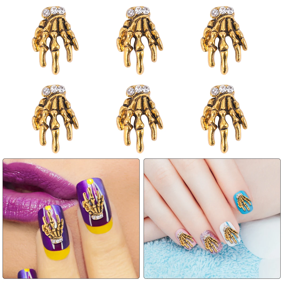 

10 Pcs H Nail Art Decals DIY Manicure Decoration Alloy Gem Stickers Drills Home Salon Use Gifts Female Lovers Beautiful