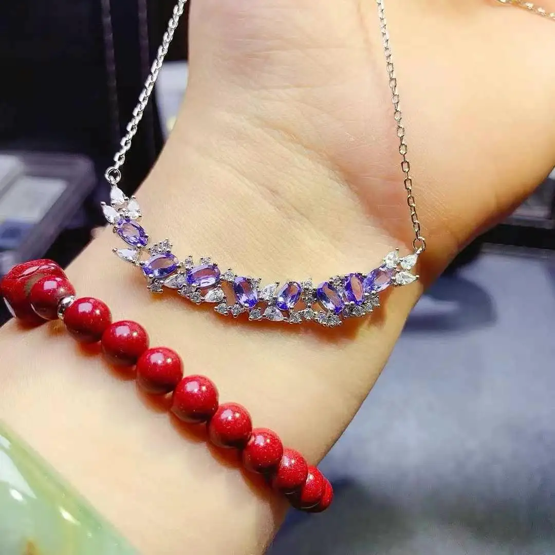 

Elegant Natural Tanzanite Pendant 925 Sterling Silver Fashion Real Tanzanite necklace