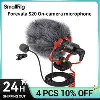 Micrófono de cámara SmallRig S20 con micrófono de vídeo con montaje antigolpes micrófono estéreo para cámaras DSLR para iPhone y teléfonos inteligentes 3468