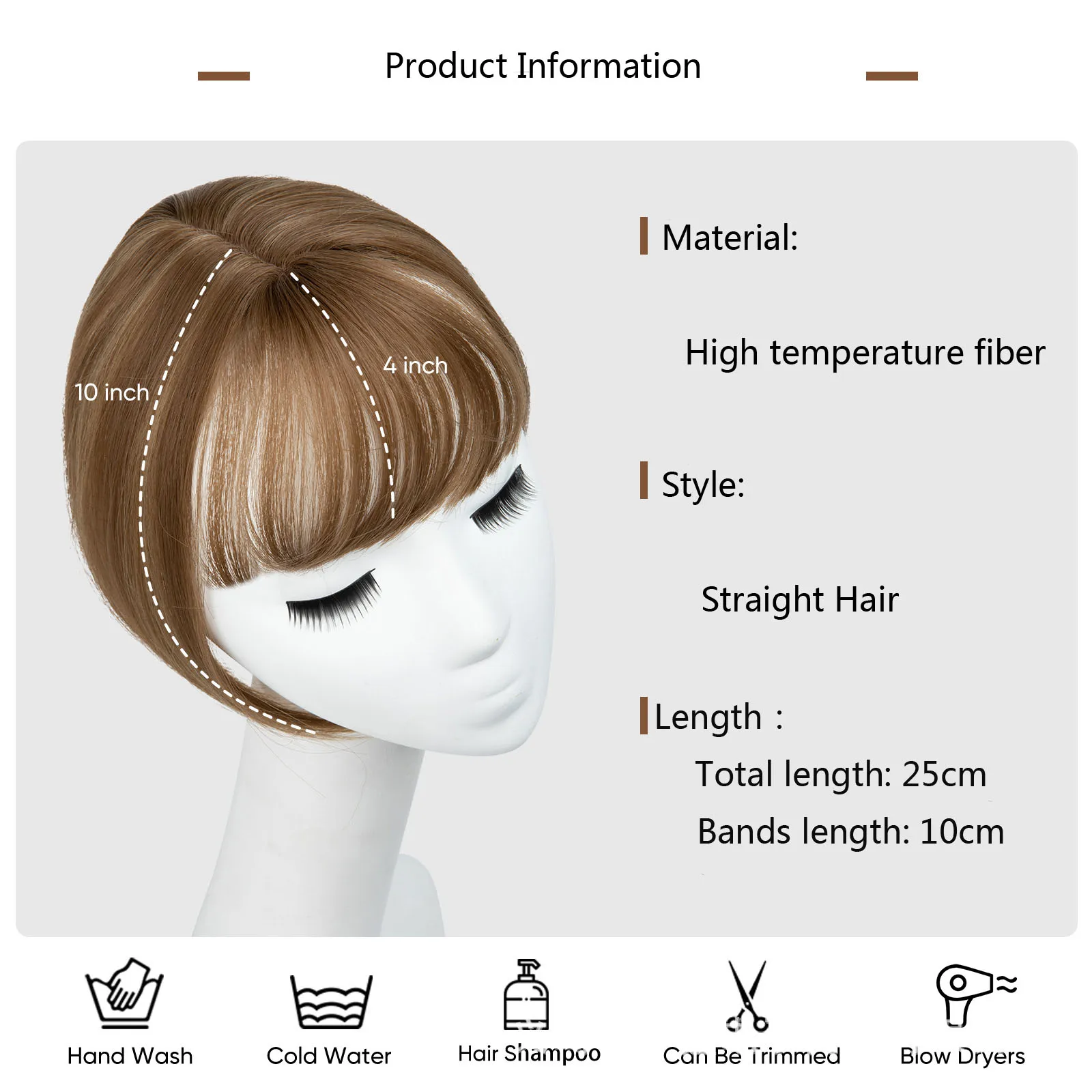 Straight Hair, Clip in Bang ， Short Wig Design, Cute Hairstyles for Female Students Selling Well, Niche