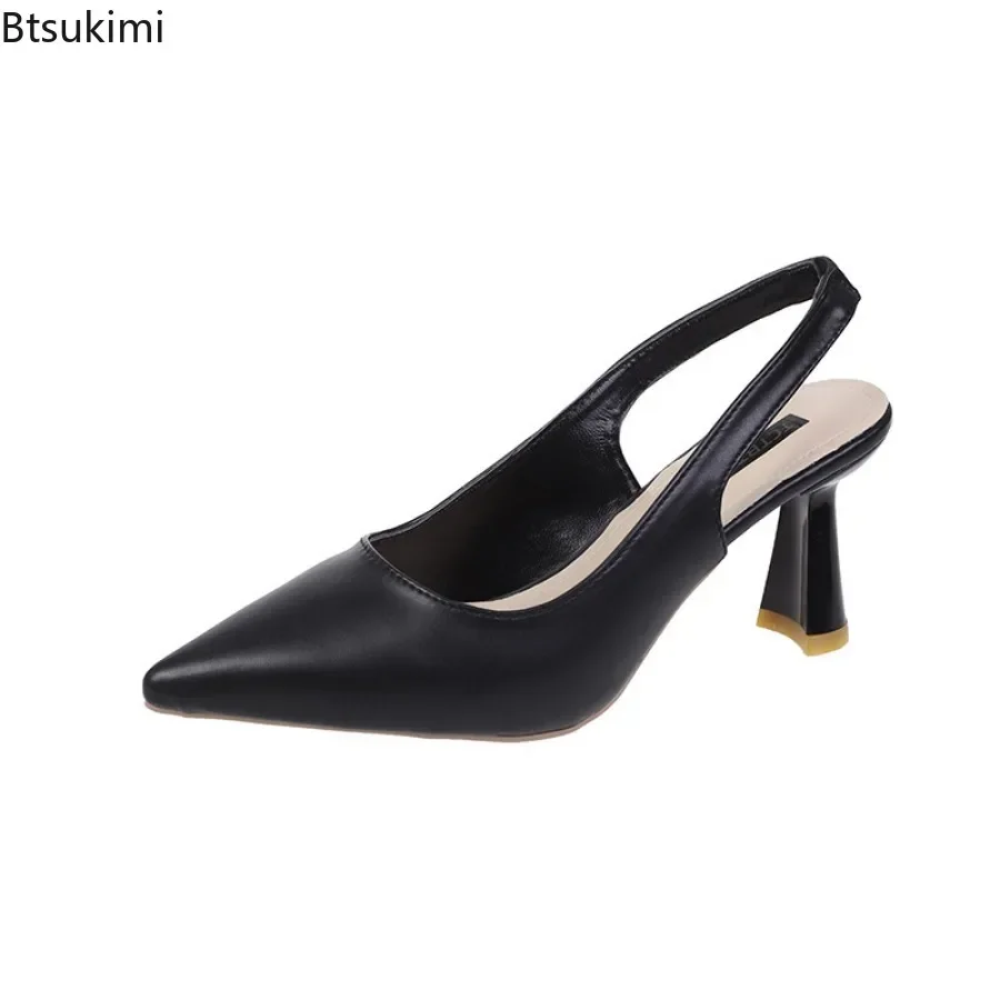 

2024 Women's Sexy Sandals Mules Pointed Toe Comfortable High Heels Shoes Female Wedding Shoes Thin Heels Sandals Ladies Pumps