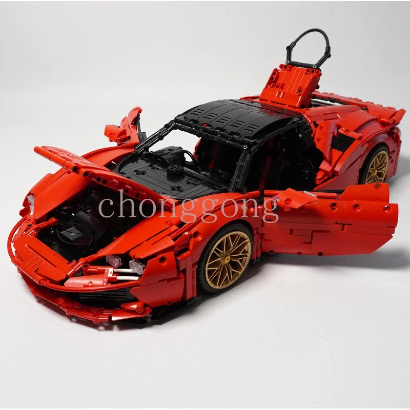 Moc SF90 Stradale 슈퍼 럭셔리카 로고 모델 조립 키트, 창조자 블록 벽돌 장난감, 어린이 생일 선물, 남아용 세트, 1:8 체중계, 신제품