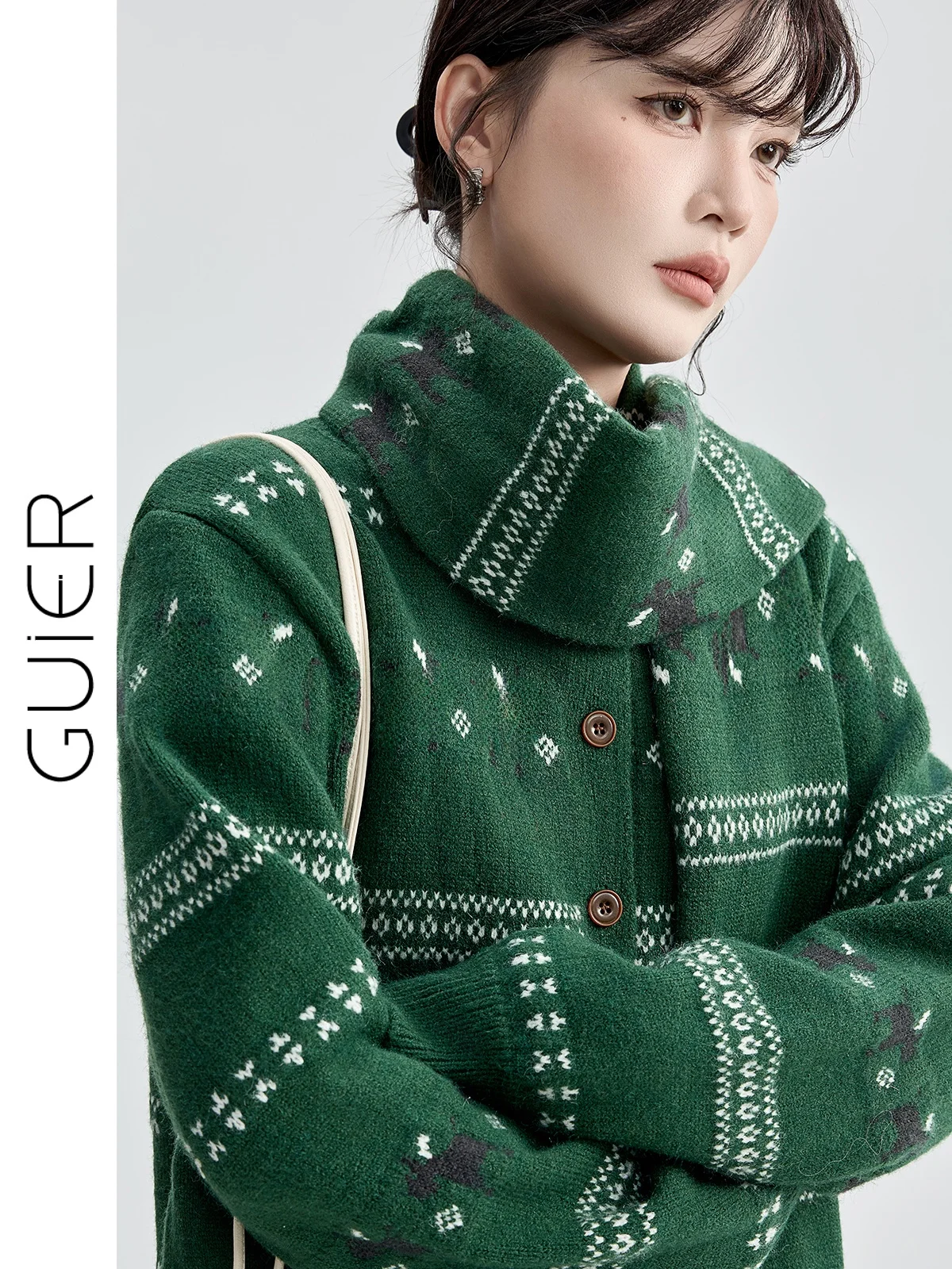 

Women's round Ne Knitted Sweater Cardigan Winter 2025 New Animal Embroidery Design Casual Sle Long Sve ort Length