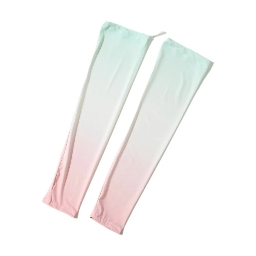 

Sweet Pulling Rope Ice Silk Arm Sleeves Gradient Color Flared Sunscreen Arm Sleeves Large UV Protection Cycling Arm Cover Summer