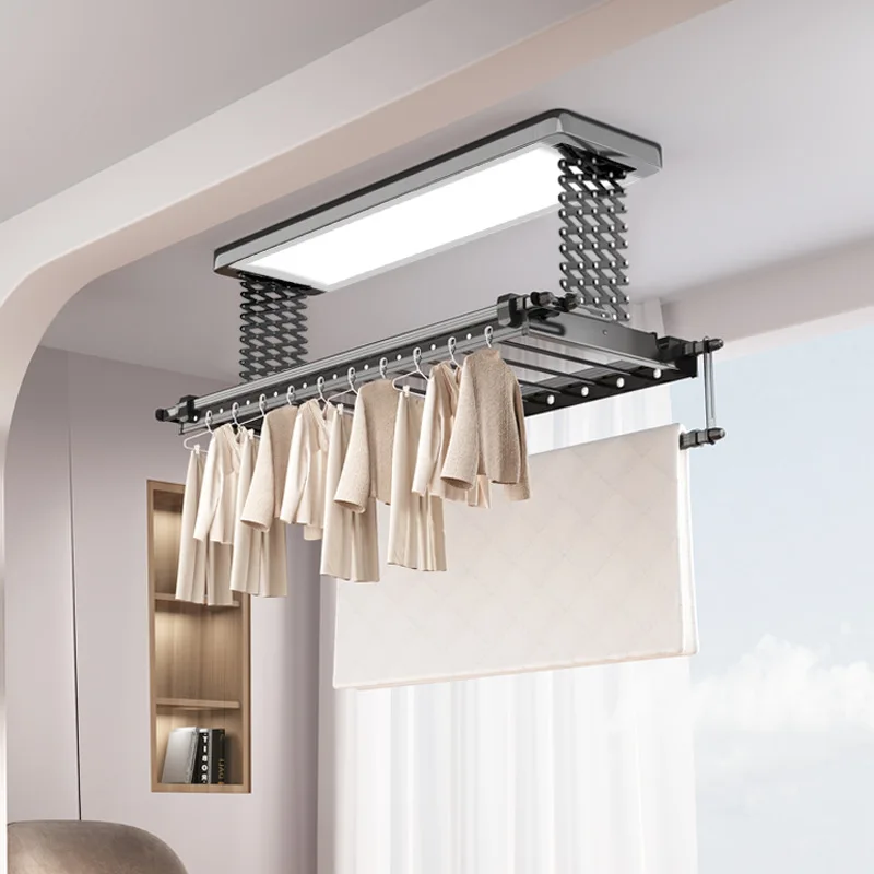 Home balcony full-screen adjustable smart clothes drying rack, remote control voice control, drying control