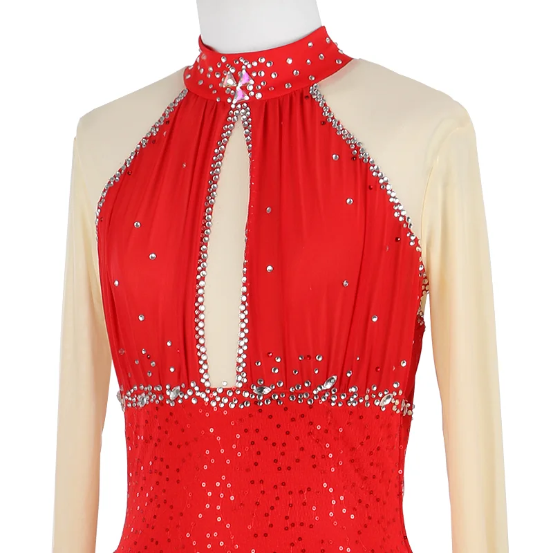 ZAGITOVA-Robe de Patinage Artistique Rouge pour Femme et Fille, Justaucorps de Performance de Ballet, AqCompetition