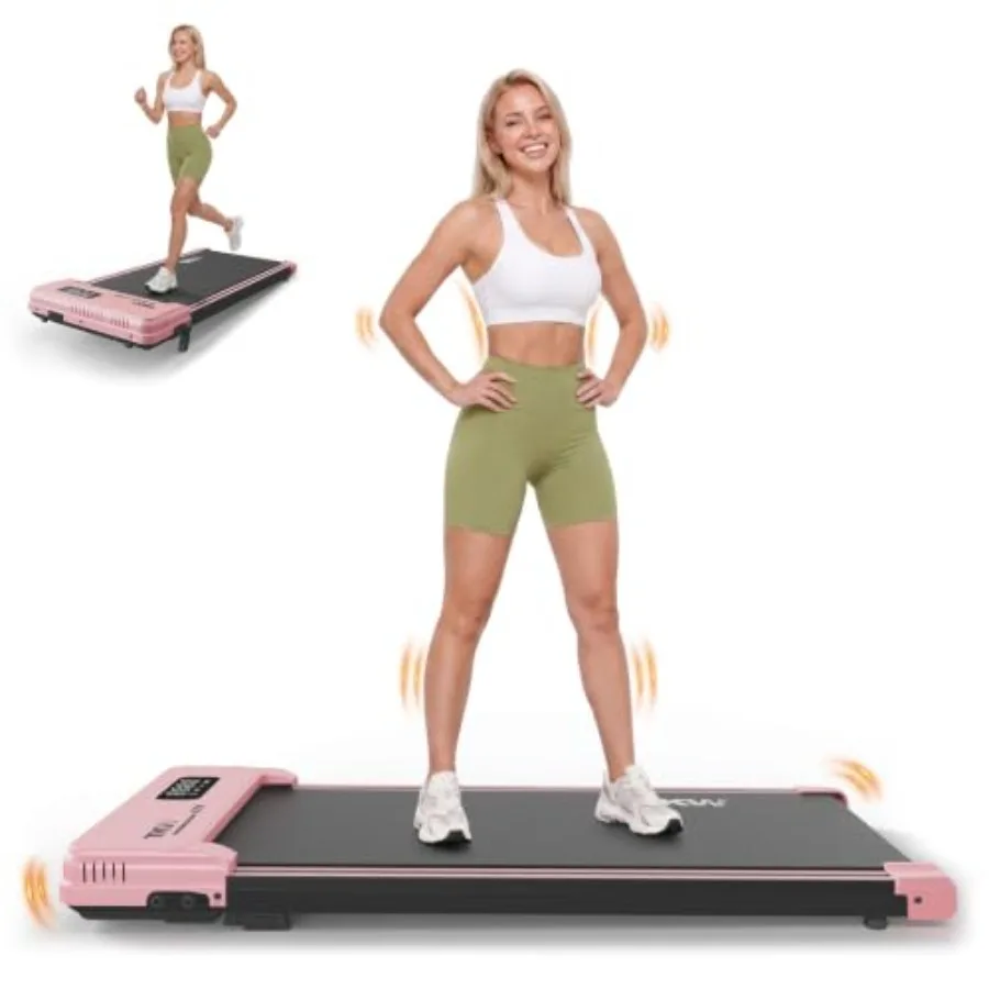 Under desk walking pad with vibration plates and incline for home small space use, ABS plastic body, black color, 3-in-1 multif