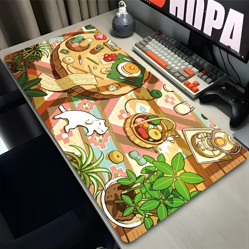 Mouse Pad PC Non Slip Rubber Cute Mousepad Laptop Gamer Cabinet Keyboard Pad Office Computer Gaming Desk Cartoon City Mouse Mat