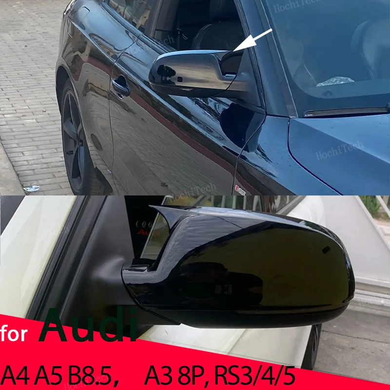 

Car Rear View Door Wing Side Mirror Cover Caps Shell Case Sticker for Audi A4 A5 S4 S5 B8.5, RS3 RS4 RS5, A3 8P B8.5 Black