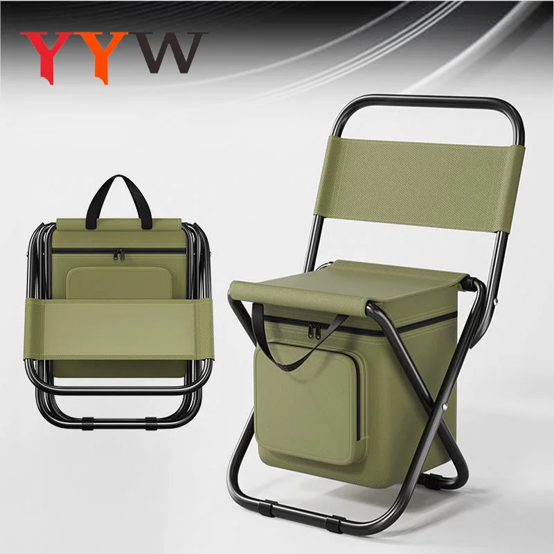 

Fishing Stool Detachable Portable Folding Chair Beach Camping Chair with Cooler Bag Backrest Lightweight Outdoor Folding Chairs
