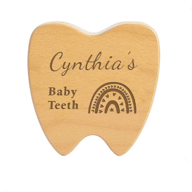 Baby Tooth Box Custom Wooden Tooth Fairy Box Gifts Baby Teeth Keepsake First Teeth Boxes Gift Baby