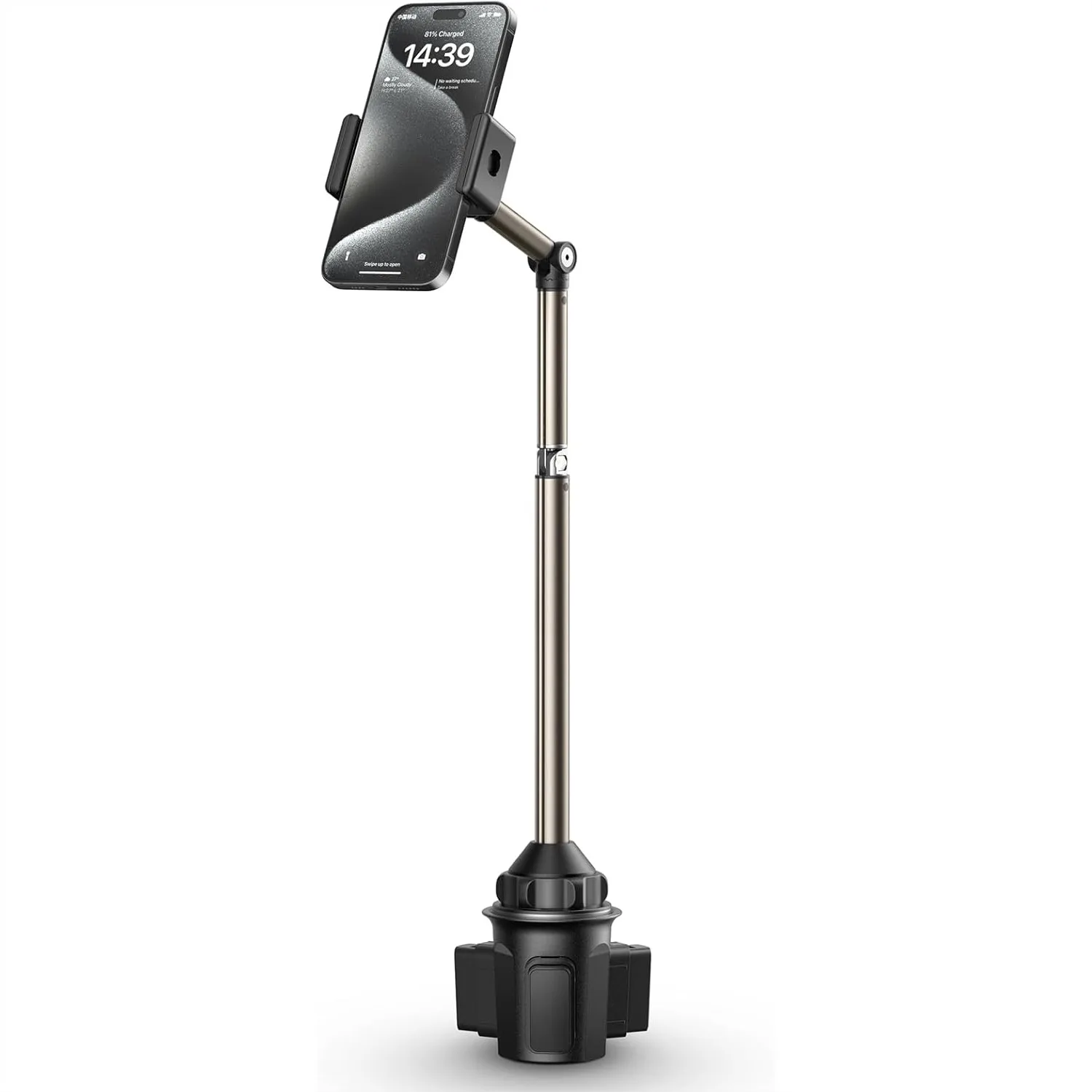 

Car Cup Holder Cellphone Mount, Metal Long-Arm Ultra Stable Phone Holder for Car Cupholders - Adjustable for iPhone 16 15 Pro