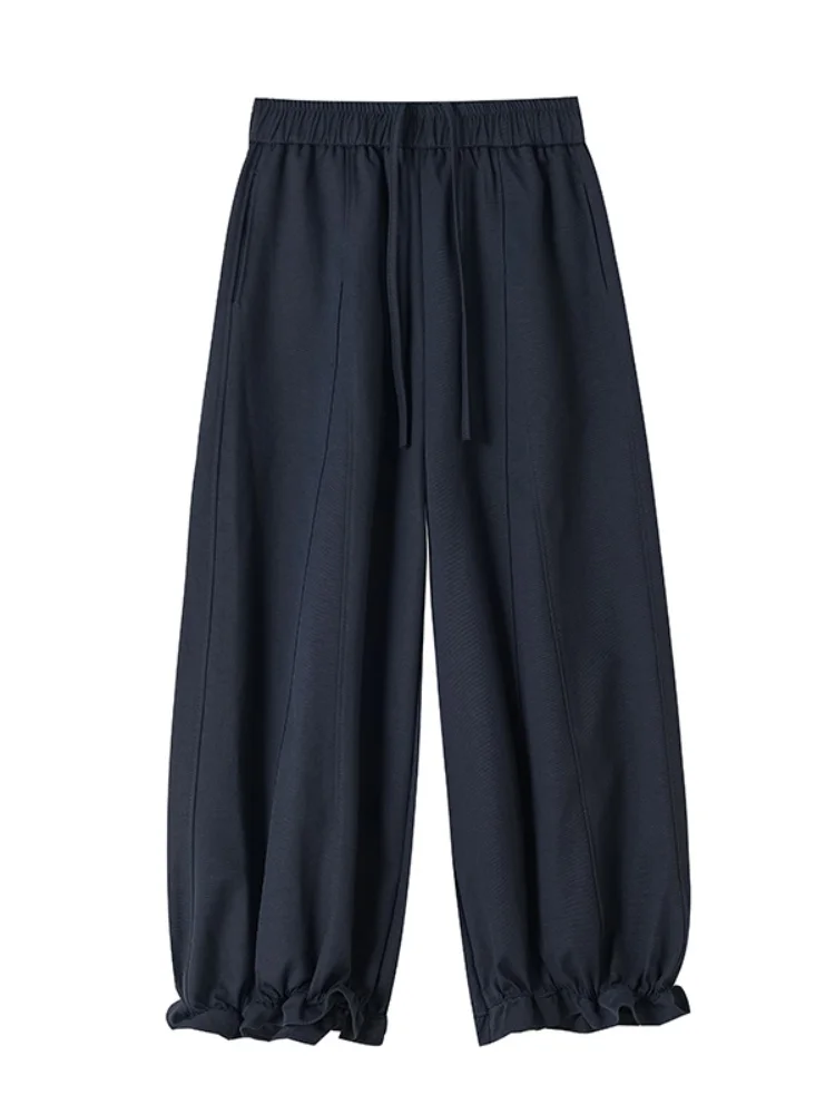 키 큰 여성용 하이웨이스트 카고 팬츠 한국 스타일 순색 랜턴 플라워 팬츠 통근용 바지