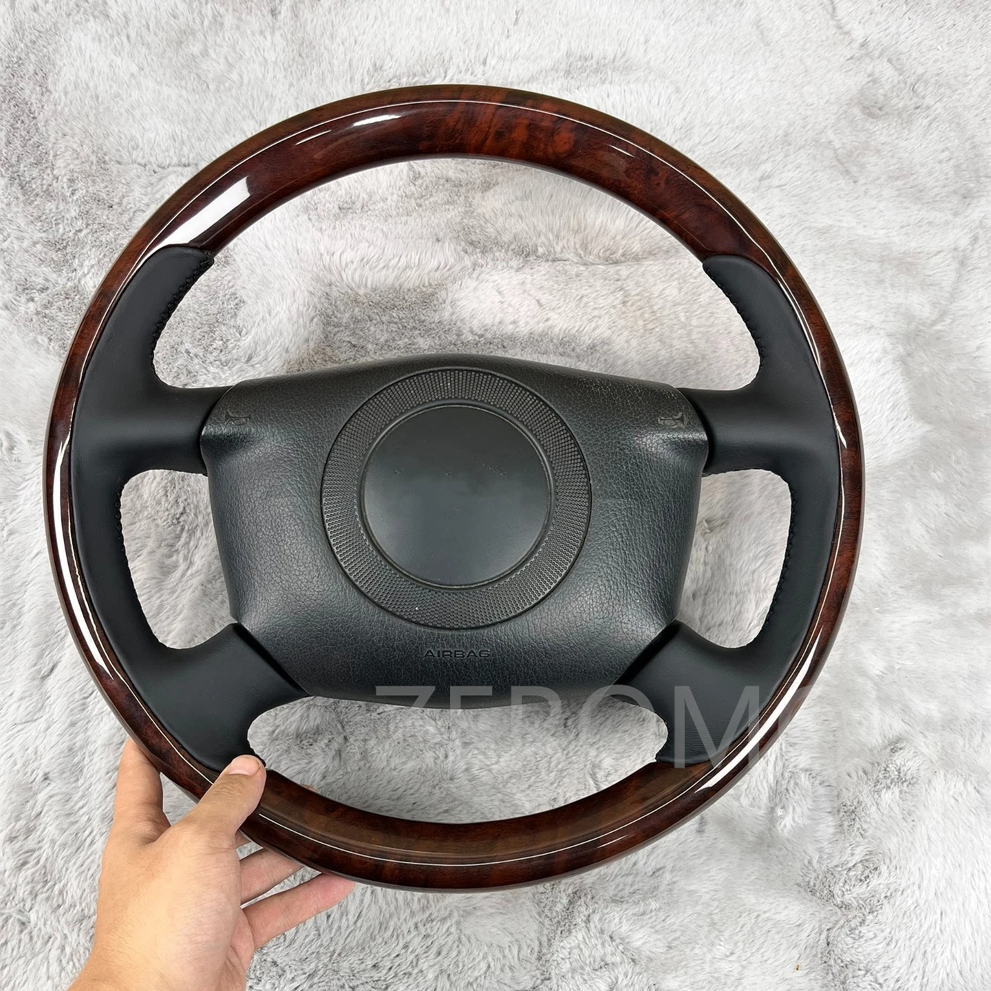 FOR Audi A6 C5 Black Leather Wood Steering Wheel 1998-2004