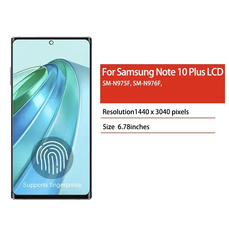 AMOLED For Samsung Note 10 Plus Display with Frame for Samsung Note10+ N975F N965F/DS Lcd Display Touch Screen Assembly