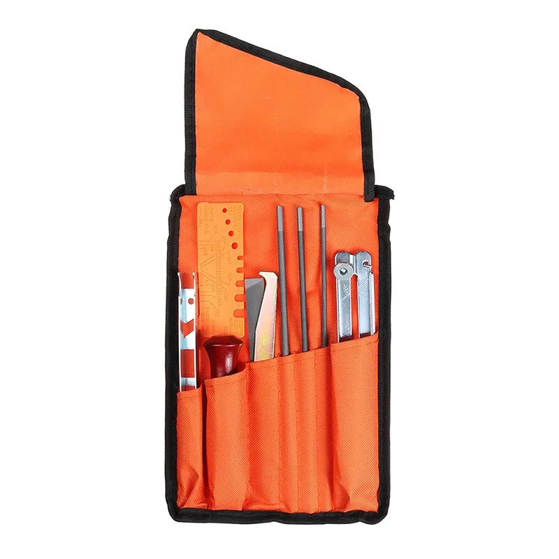 10Pcs Chainsaw File Set with Storage Bag, Steel Files for Electric & Gas Chainsaw