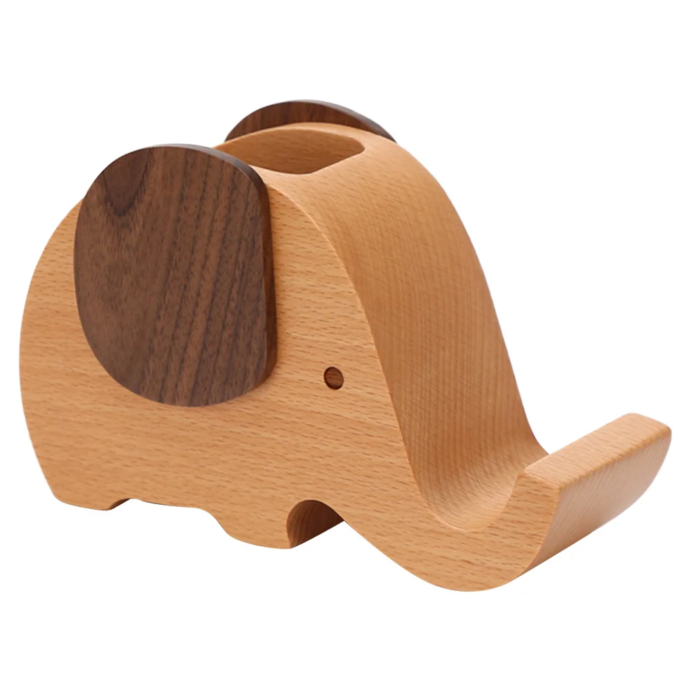 Wooden Elephant Desk Organizer Pen Holder Durable Cell Phone Stand Multifunctional Desktop Storage Office Stationery