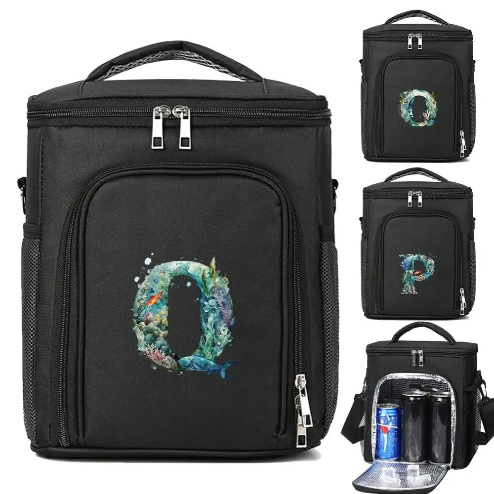 Lunch Bag Women Lunch Box Picnic Food Organizer Fish Letter Pattern Series Outdoor Picnic Cooler/Thermal Bag Waterproof Portable